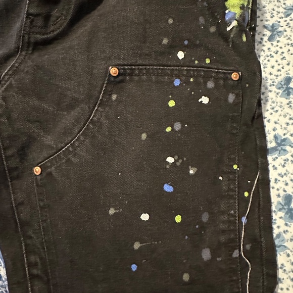 Purple Brand Distressed Paint Splatter Denim Shorts - Picture 5 of 9